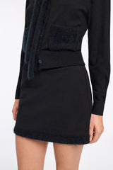 Dorothee Schumacher Mini Skort in Punto Milano with Fuzzy Trims in Black Vancouver. Shop Online or in Store.