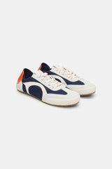 Dorothee Schumacher Mixed Material Sneakers in Navy Combo Vancouver. Shop Online or in Store.