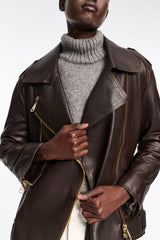 Dorothee Schumacher Nappa Leather Biker Jacket in Spresso Vancouver. Shop Online or in Store.