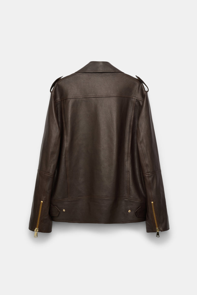 Dorothee Schumacher Nappa Leather Biker Jacket in Spresso Vancouver. Shop Online or in Store.