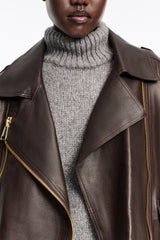 Dorothee Schumacher Nappa Leather Biker Jacket in Spresso Vancouver. Shop Online or in Store.