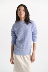 Dorothee Schumacher Open Knit Merino-Cashmere Pullover in Light Blue Vancouver. Shop Online or in Store.