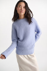 Dorothee Schumacher Open Knit Merino-Cashmere Pullover in Light Blue Vancouver. Shop Online or in Store.