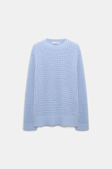 Dorothee Schumacher Open Knit Merino-Cashmere Pullover in Light Blue Vancouver. Shop Online or in Store.