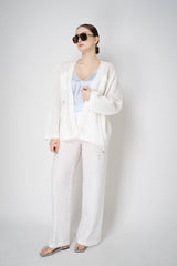 Dorothee Schumacher Openwork Knit Cardigan with Cincheable Waist in White Vancouver. Shop Online or in Store.