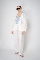 Dorothee Schumacher Openwork Knit Cardigan with Cincheable Waist in White Vancouver. Shop Online or in Store.