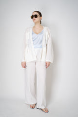Dorothee Schumacher Openwork Knit Cardigan with Cincheable Waist in White Vancouver. Shop Online or in Store.