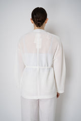 Dorothee Schumacher Openwork Knit Cardigan with Cincheable Waist in White Vancouver. Shop Online or in Store.