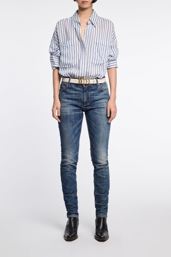 Dorothee Schumacher Oversized Shirt in Striped Silk-Viscose. Shop Online or in Store.