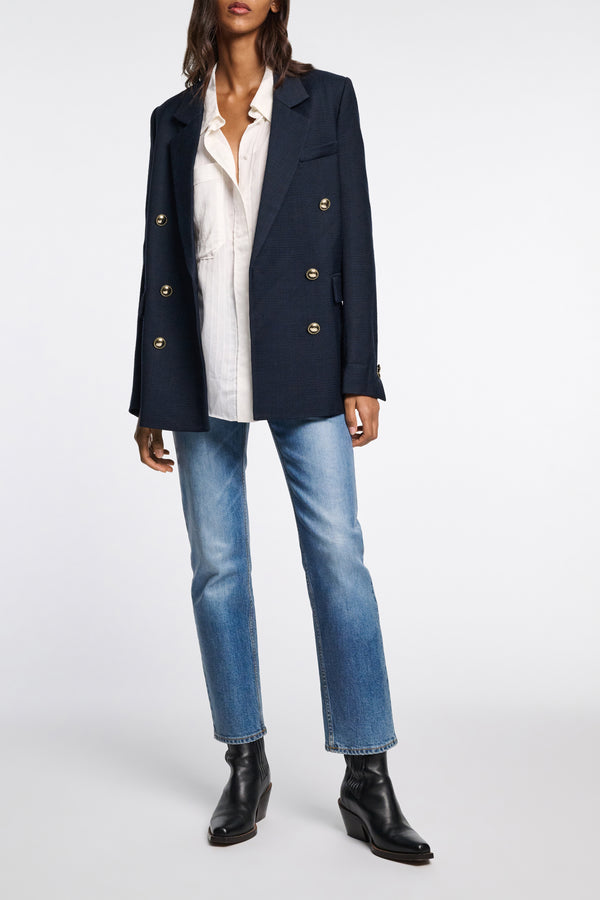Dorothee Schumacher Oversized Shirt in Striped Silk-Viscose Vancouver. Shop Online or in Store.