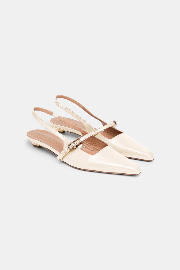Dorothee Schumacher Patent Leather Slingbacks in Ivory Vancouver. Shop Online or in Store.