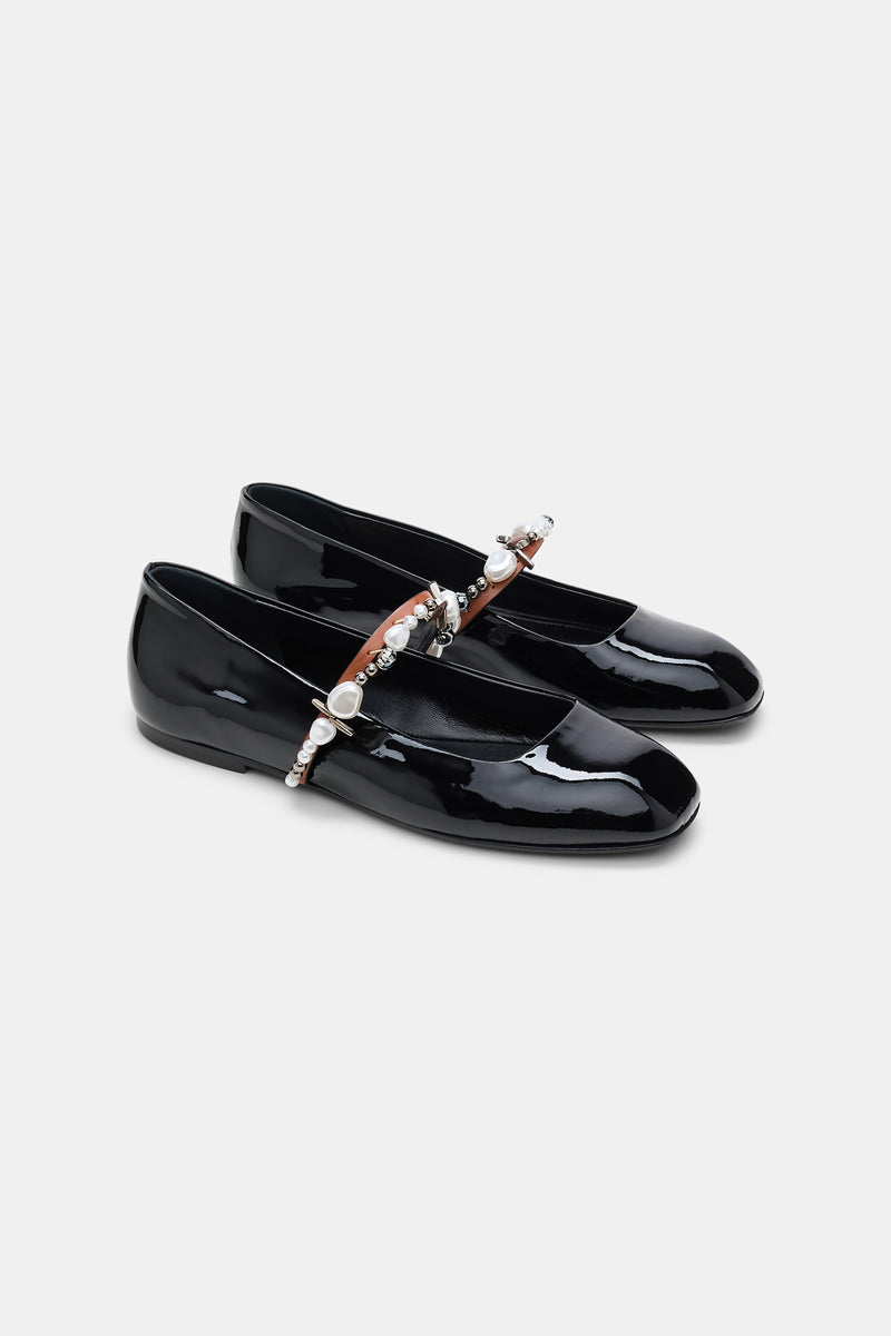 Dorothee Schumacher Pearl Embellished Mary-Janes in Black Vancouver. Shop Online or in Store.