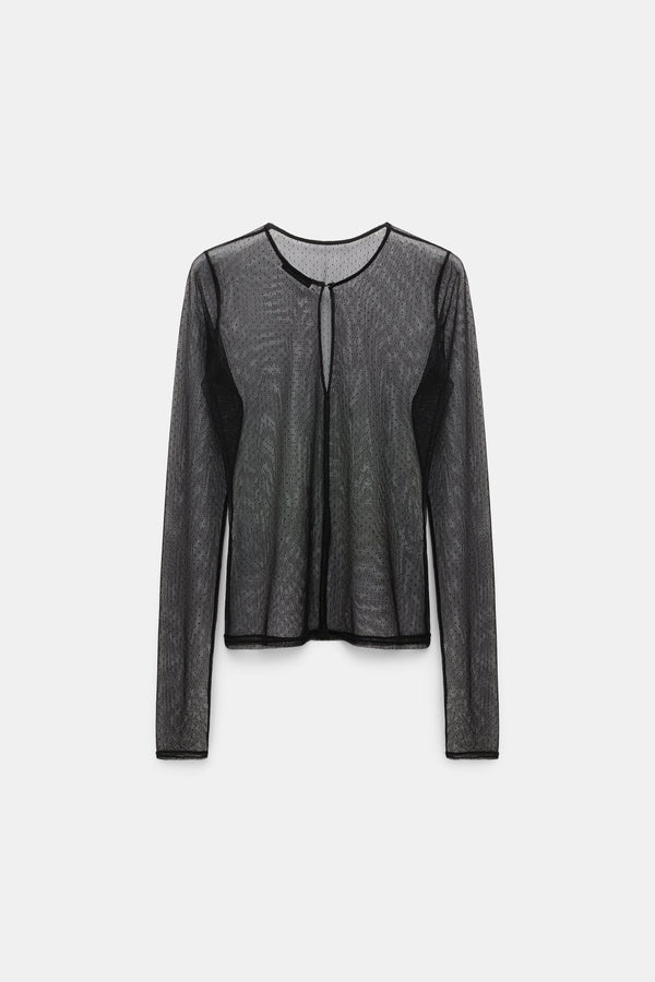 Dorothee Schumacher Polka-Dot Stretch Tulle Top in Black Vancouver. Shop Online or in Store.