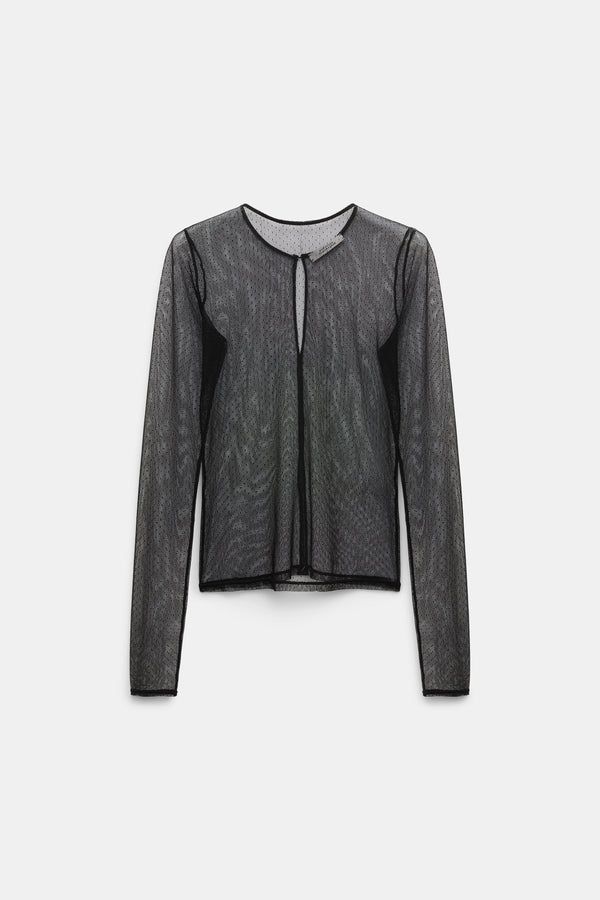 Dorothee Schumacher Polka-Dot Stretch Tulle Top in Black Vancouver. Shop Online or in Store.