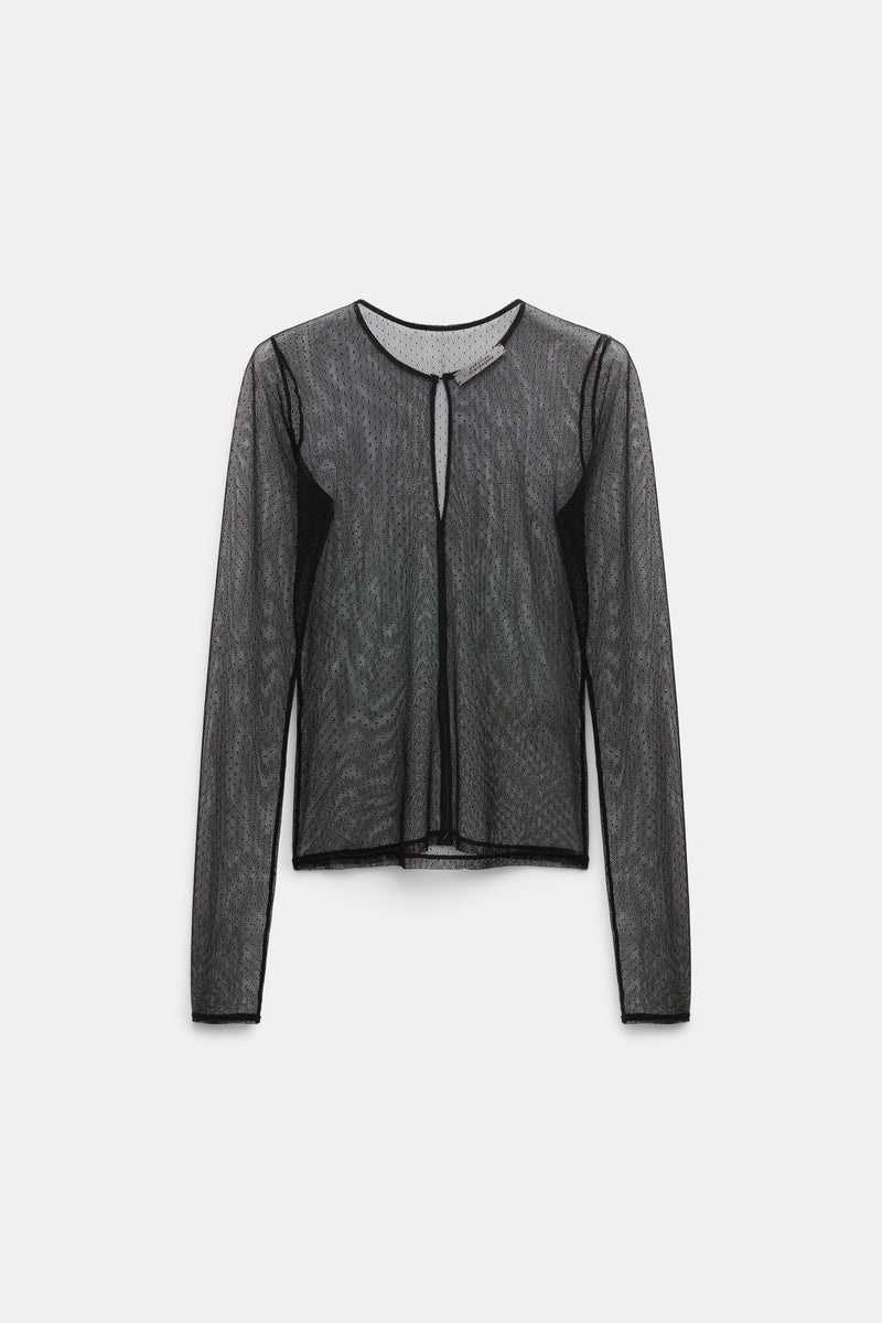 Dorothee Schumacher Polka-Dot Stretch Tulle Top in Black Vancouver. Shop Online or in Store.