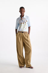 Dorothee Schumacher Printed Cotton Poplin Blouse in Light Blue Vancouver. Shop Online or in Store.