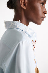 Dorothee Schumacher Printed Cotton Poplin Blouse in Light Blue Vancouver. Shop Online or in Store.