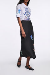 Dorothee Schumacher Printed Cotton Poplin Half Sleeve Blouse in Light Blue Vancouver. Shop Online or in Store.