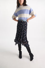 Dorothee Schumacher Printed Georgette Midi-Skirt with Ruffles in Navy Vancouver. Shop Online or in Store.