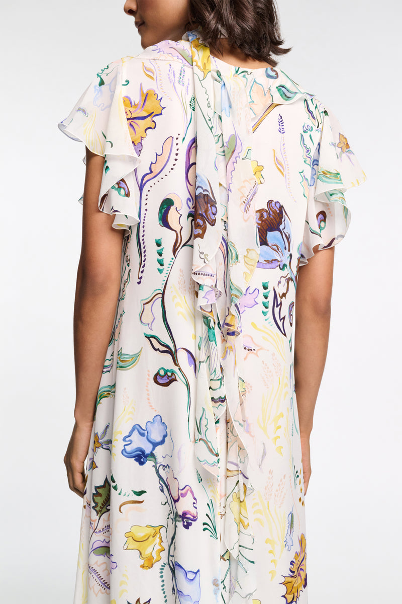 Dorothee Schumacher Printed Silk Georgette and Poplin Midi Dress in White Vancouver. Shop Online or in Store.