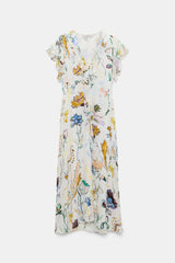 Dorothee Schumacher Printed Silk Georgette and Poplin Midi Dress in White Vancouver. Shop Online or in Store.