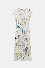 Dorothee Schumacher Printed Silk Georgette and Poplin Midi Dress in White Vancouver. Shop Online or in Store.