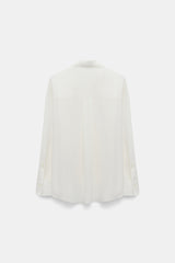 Dorothee Schumacher Relaxed Silk Blouse in Camellia White Vancouver. Shop Online or in Store.