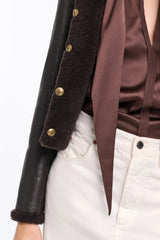 Dorothee Schumacher Reversible Shearling Jacket in Black Chocolate Vancouver. Shop Online or in Store.