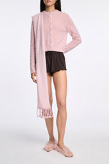 Dorothee Schumacher Round Neck Cashmere Knit Cardigan in Candy Rose Vancouver. Shop Online or in Store.