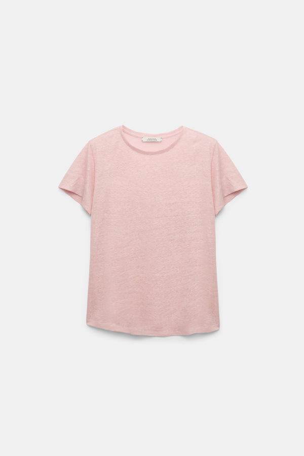 Dorothee Schumacher Round Neck Hemp T-Shirt in Milky Rose Vancouver. Shop Online or in Store.
