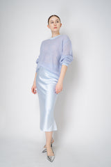 Dorothee Schumacher Silk-Satin A-Line Midi-Skirt in Light Blue Vancouver. Shop Online or in Store.