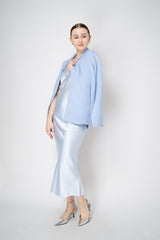Dorothee Schumacher Silk-Satin A-Line Midi-Skirt in Light Blue Vancouver. Shop Online or in Store.