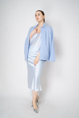 Dorothee Schumacher Silk-Satin A-Line Midi-Skirt in Light Blue Vancouver. Shop Online or in Store.