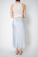 Dorothee Schumacher Silk-Satin A-Line Midi-Skirt in Light Blue Vancouver. Shop Online or in Store.