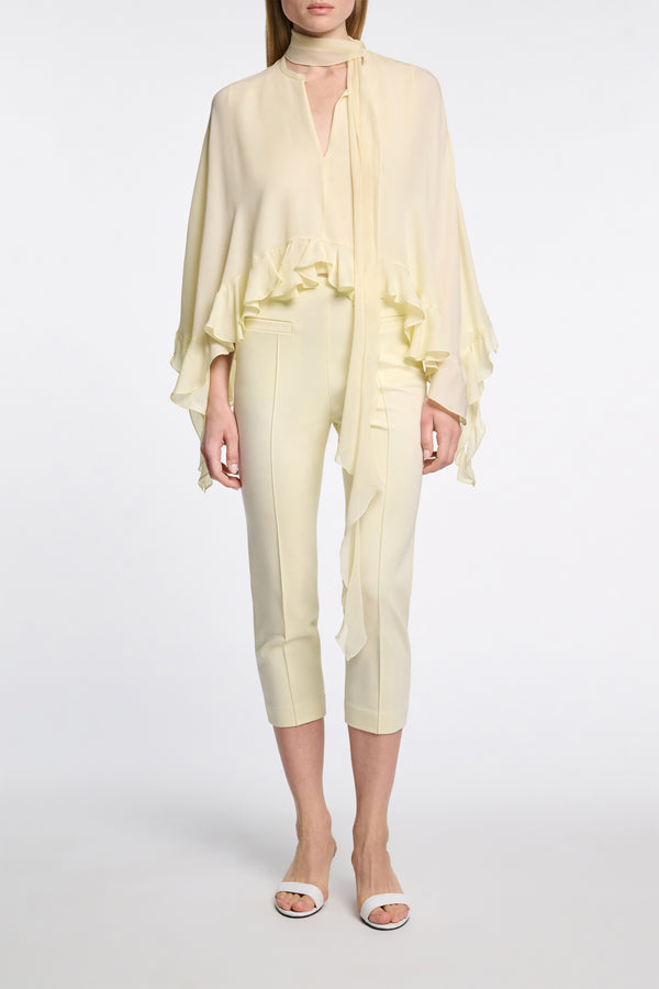 Dorothee Schumacher Silk Georgette Cape-Blouse in Yellow Vancouver. Shop Online or in Store.