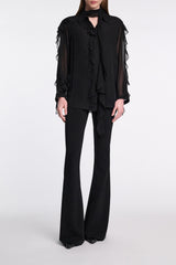 Dorothee Schumacher Silk Georgette Ruffled Button-Up Blouse in Black Vancouver. Shop Online or in Store.