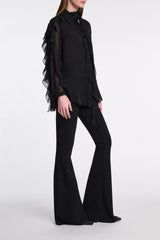 Dorothee Schumacher Silk Georgette Ruffled Button-Up Blouse in Black Vancouver. Shop Online or in Store.