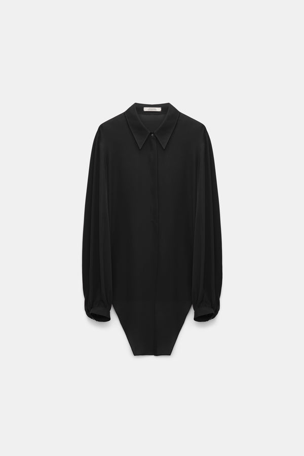 Dorothee Schumacher Silk Georgette Tie Blouse in Black Vancouver. Shop Online or in Store.