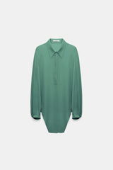 Dorothee Schumacher Silk Georgette Tie Blouse in Jade Green Vancouver. Shop Online or in Store.