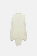 Dorothee Schumacher Silk Georgette Tie Blouse in Shadow White Vancouver. Shop Online or in Store.