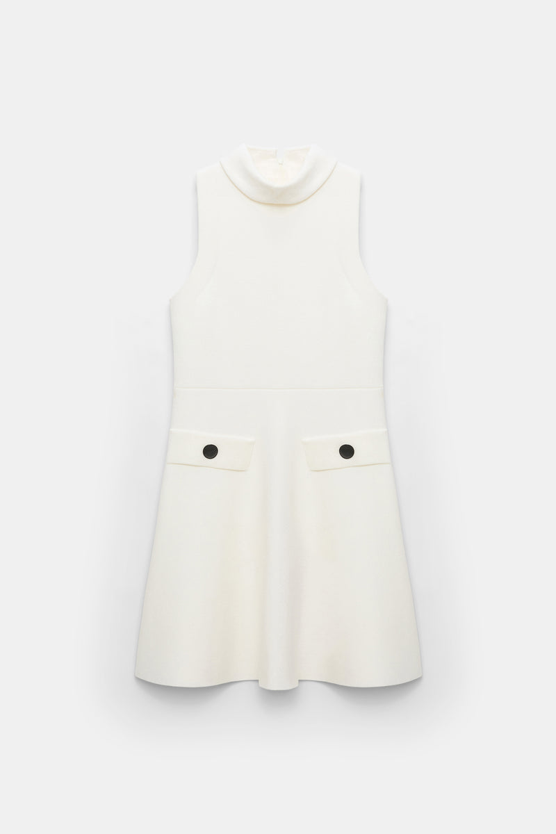 Dorothee Schumacher Sleeveless Knit Turtleneck Dress in White Vancouver. Shop Online or in Store.