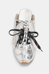Dorothee Schumacher Sneaker-Style Mules in Silver Vancouver. Shop Online or in Store.