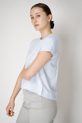 Dorothee Schumacher Stretch Cotton Flared T-Shirt in Light Blue Vancouver. Shop Online or in Store