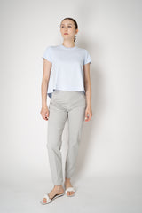 Dorothee Schumacher Stretch Cotton Flared T-Shirt in Light Blue Vancouver. Shop Online or in Store