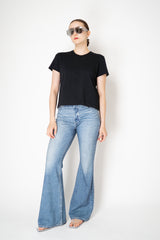 Dorothee Schumacher Stretch Cotton T-shirt with Back Pompom Detail in Black Vancouver. Shop Online or in Store