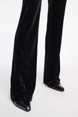 Dorothee Schumacher Stretch Knit Flared Velvet Pants in Black Vancouver. Shop Online or in Store.