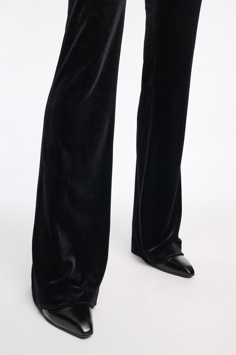 Dorothee Schumacher Stretch Knit Flared Velvet Pants in Black Vancouver. Shop Online or in Store.
