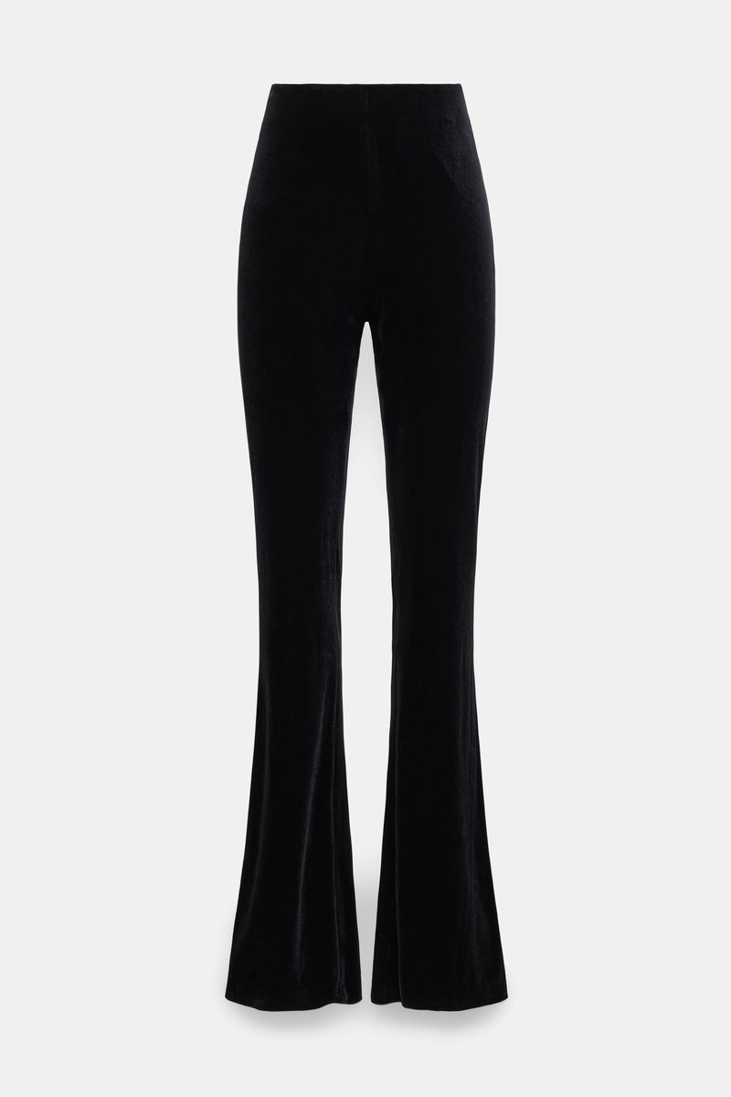 Dorothee Schumacher Stretch Knit Flared Velvet Pants in Black Vancouver. Shop Online or in Store.