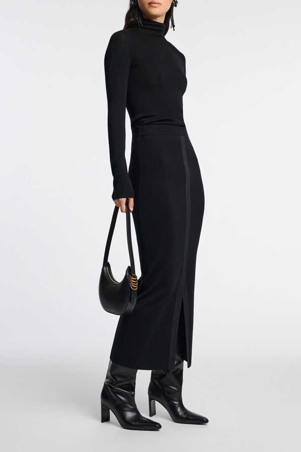 Dorothee Schumacher Stretch Merino Skirt with Foil Print in Black Vancouver. Shop Online or in Store.