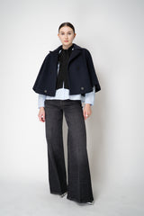Dorothee Schumacher Stretch Poplin Blouse with Draped Bow in Icy Blue Vancouver. Shop Online or in Store.